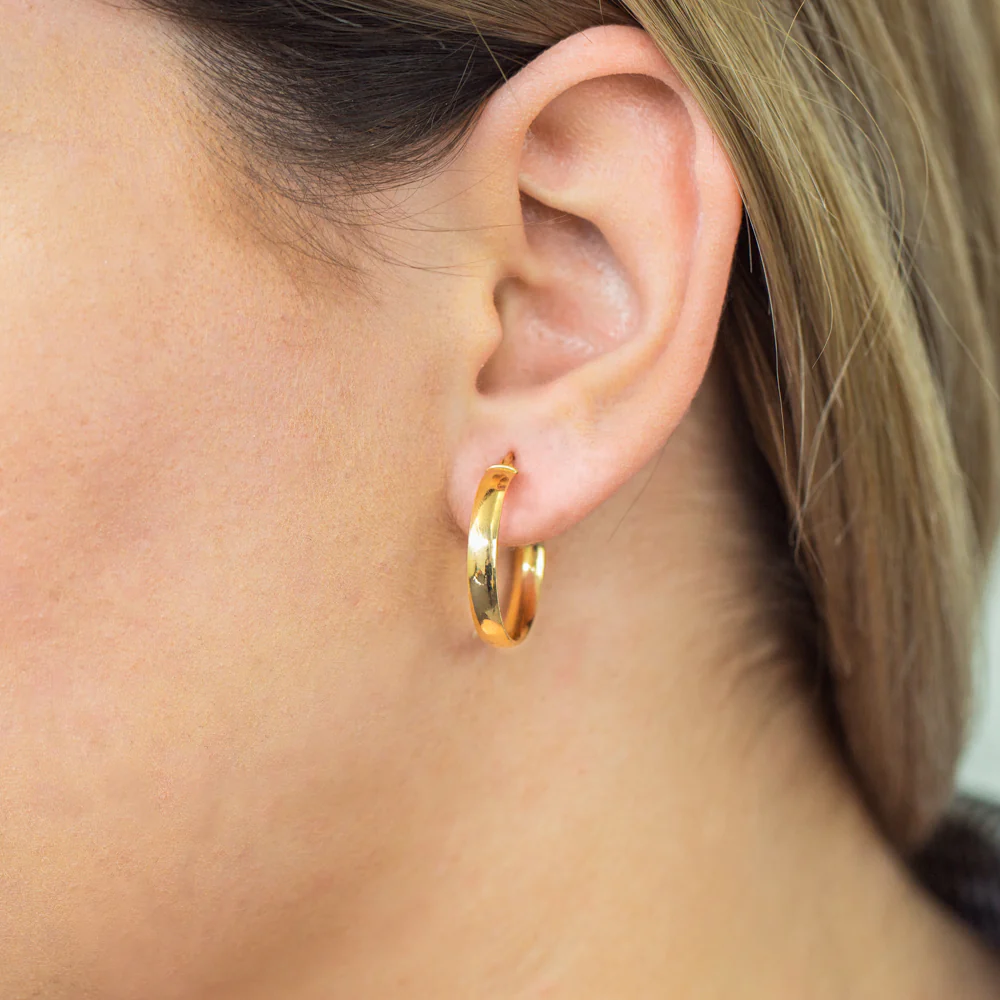 9ct Yellow Gold 20mm Plain Hoop Earrings - Image 2