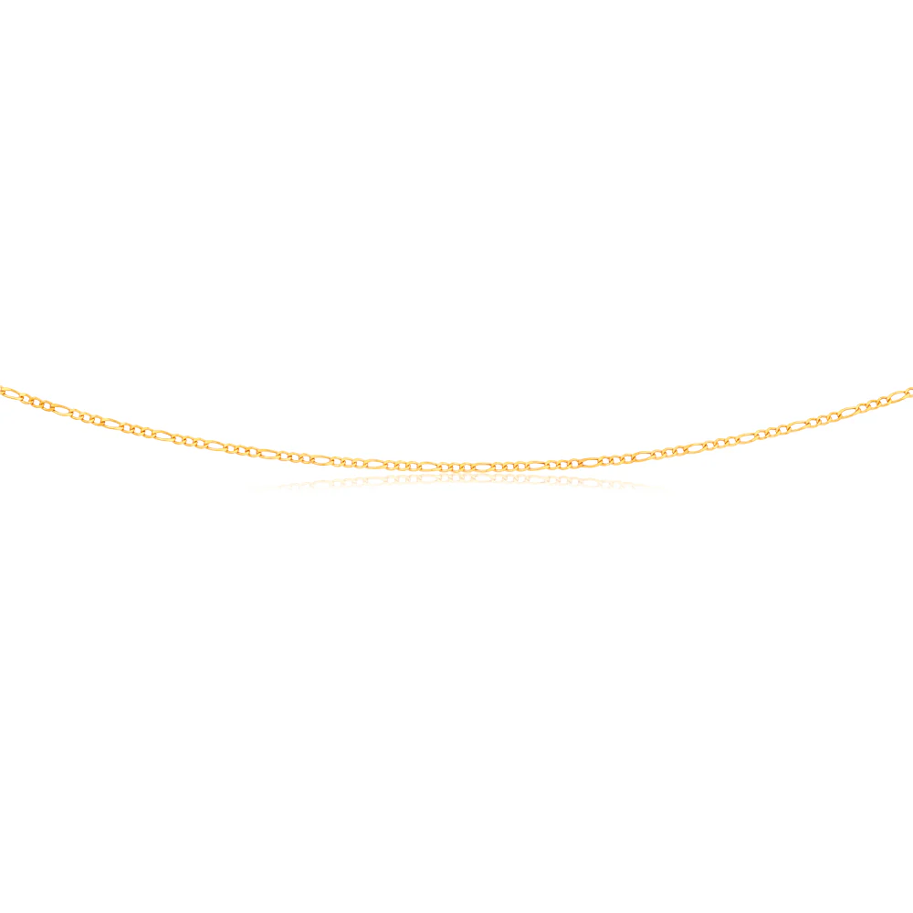 9ct Yellow Gold 3:1 Figaro 45cm Chain 40Gauge - Image 2