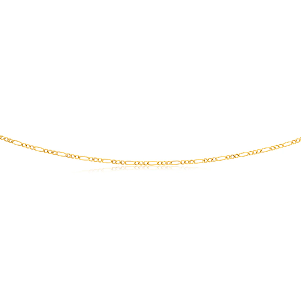 9ct Yellow Gold 3:1 Figaro 45cm Chain 50Gauge - Image 2