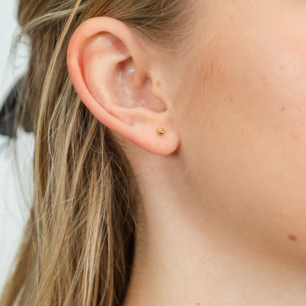 9ct Yellow Gold 3mm Ball Stud Earrings - Image 2
