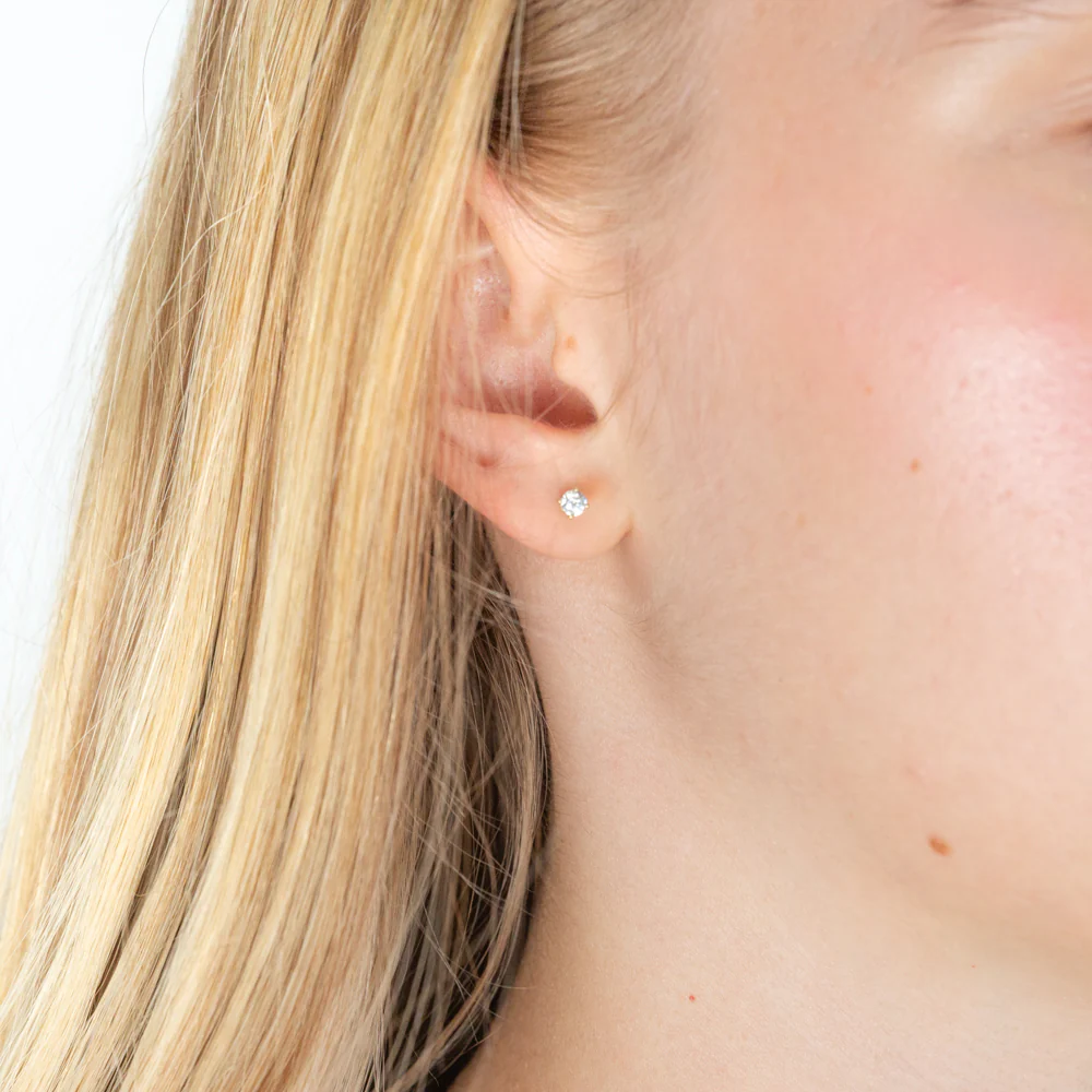 9ct Yellow Gold 3mm Cubic Zirconia Round Studs - Image 2