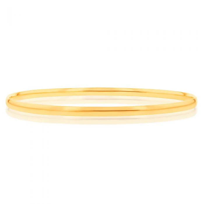 9ct Yellow Gold 3mm Half Round 65mm Bangle