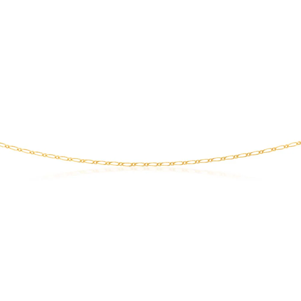 9ct Yellow Gold 40 Gauge 1:1 Figaro 51cm Chain - Image 2