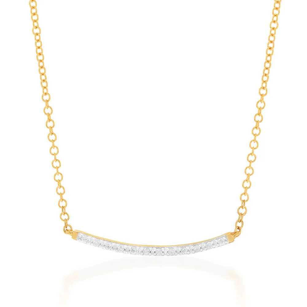 9ct Yellow Gold 42cm Chain with 12 Diamonds