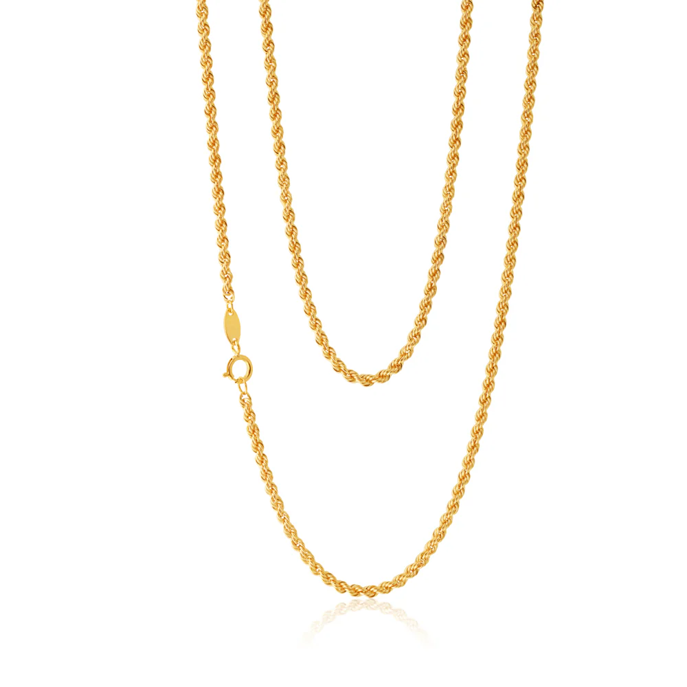9ct Yellow Gold 45cm Rope Chain