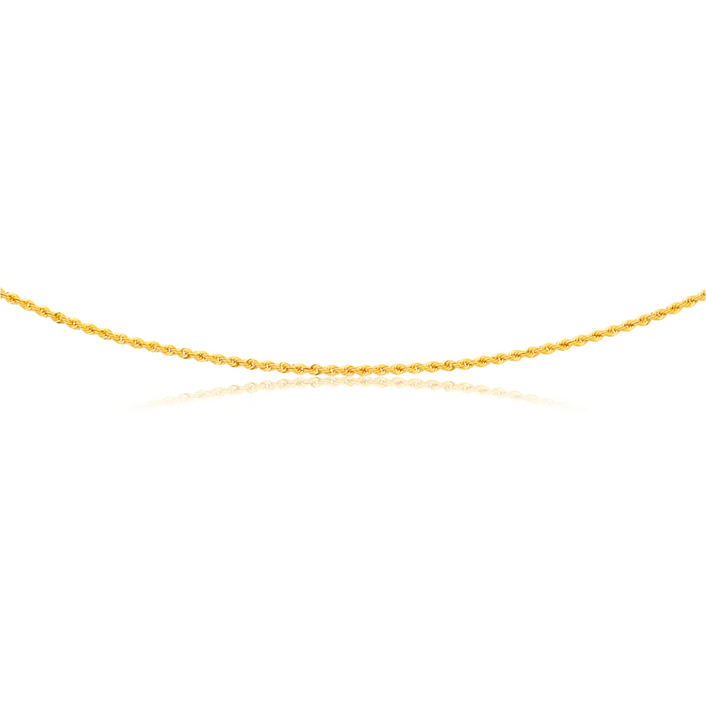 9ct Yellow Gold 45cm Rope Chain 50Gauge