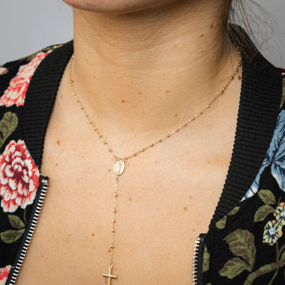 9ct Yellow Gold 45cm Rosary Cross Chain - Image 3