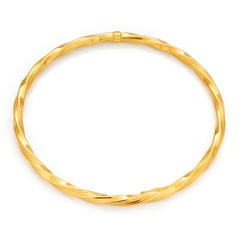 9ct Yellow Gold 4mm Silverfilled 65mm Twist Bangle - Image 2