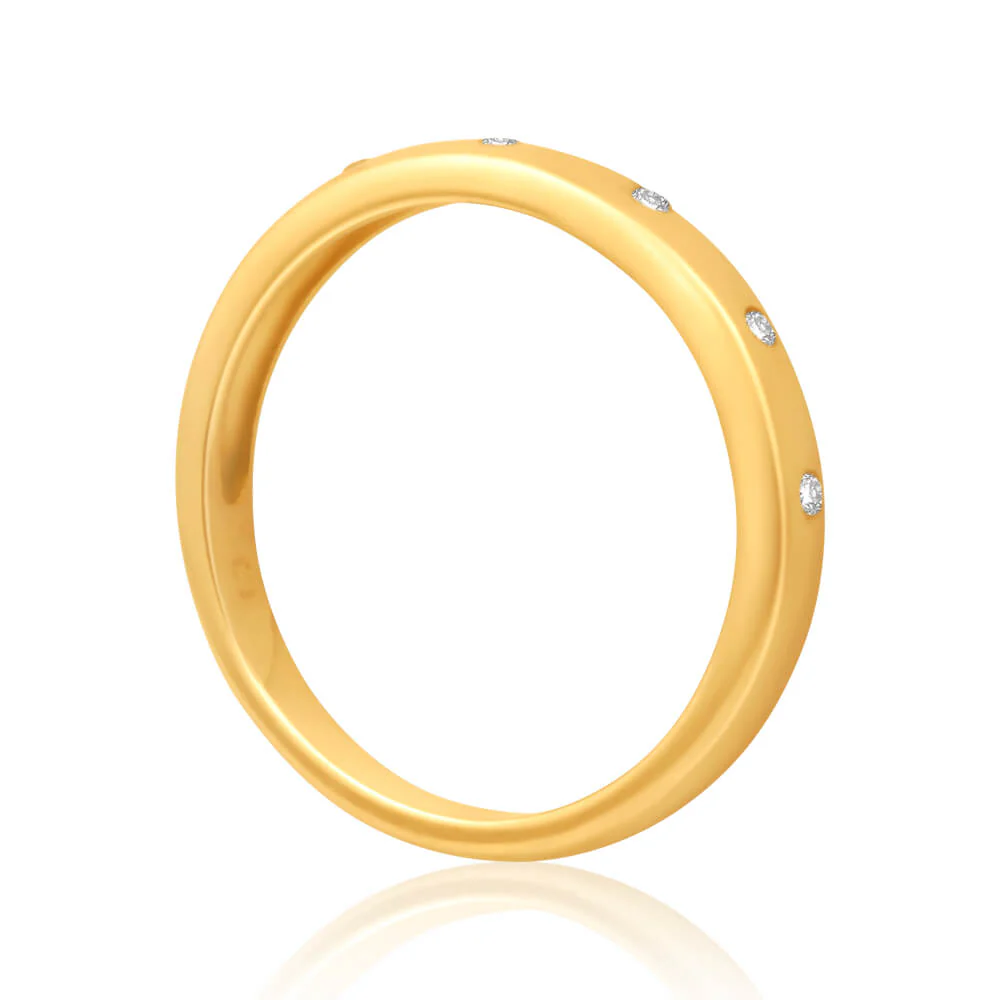 9ct Yellow Gold 5 Diamond Ring - Image 2