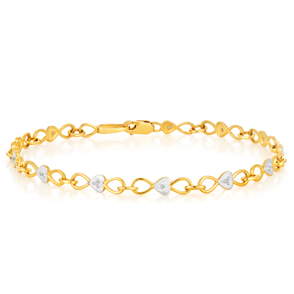 9ct Yellow Gold 5 Points Diamond Bracelet - Image 2