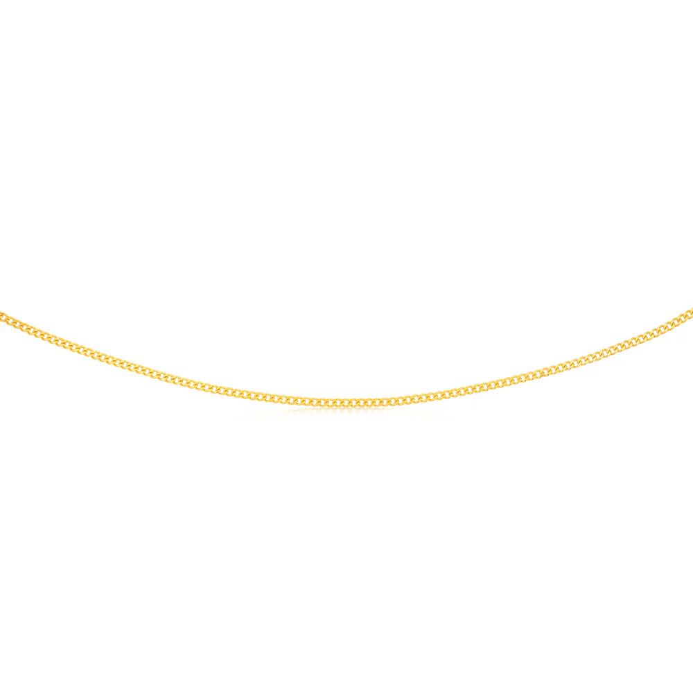 9ct Yellow Gold 55cm 60 Gauge Flat Curb Chain - Image 2