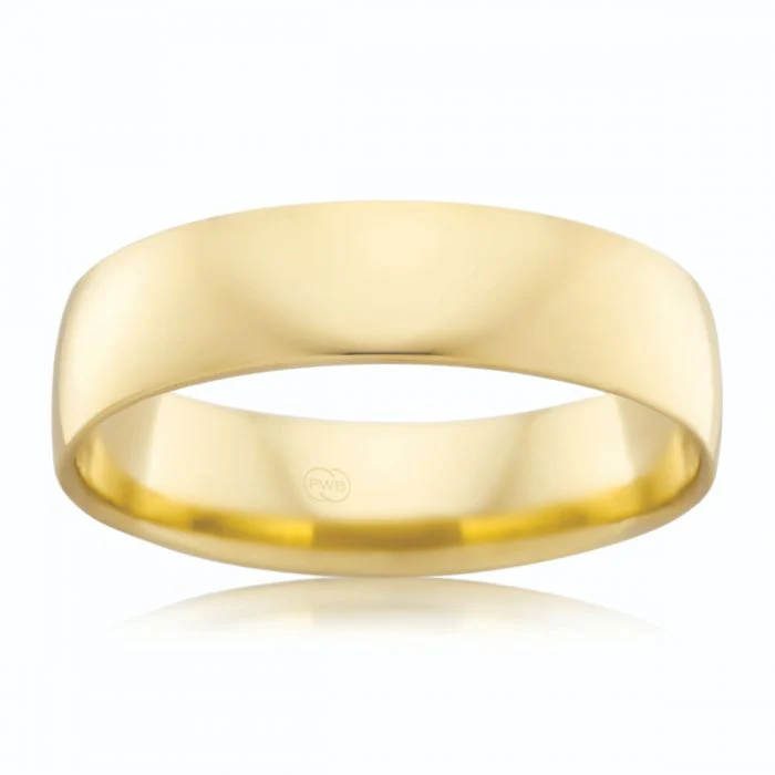 9ct Yellow Gold 6mm Crescent Ring. Size Z - Image 2