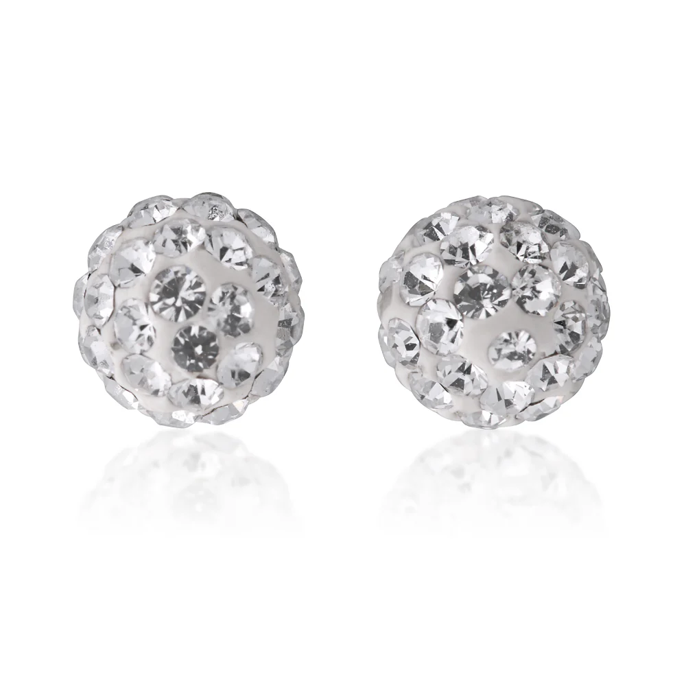 9ct Yellow Gold 6mm Crystal Ball Stud Earrings