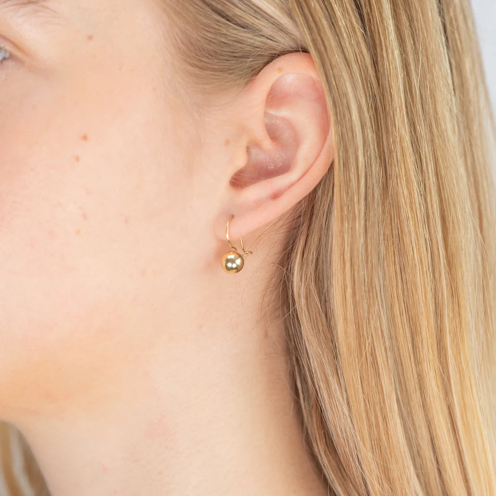 9ct Yellow Gold 7mm Euroball Earrings - Image 2