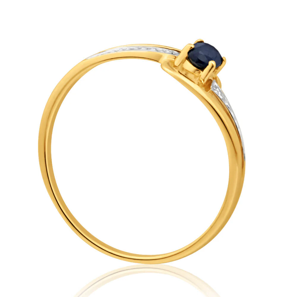 9ct Yellow Gold Alluring Natural Black Sapphire Ring - Image 2