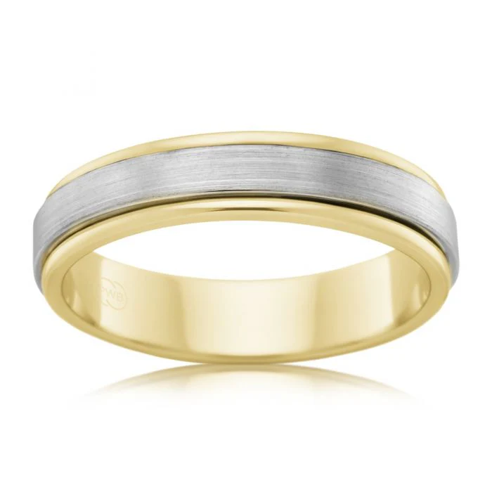 9ct Yellow Gold and Titanium 6.5mm Matt Finish Ring. All Sizes - Image 2