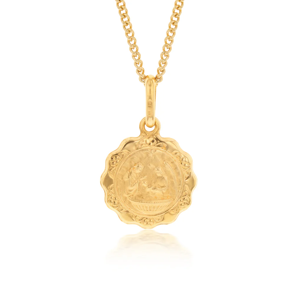 9ct Yellow Gold Baptism Medallion 12mm Pendant