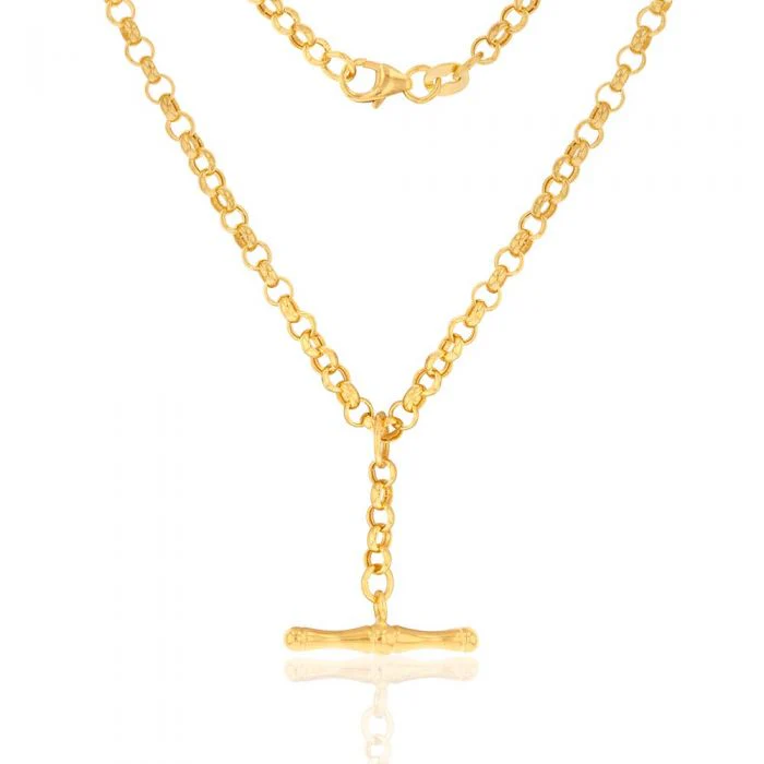 9ct Yellow Gold Belcher T Bar Clasp Chain