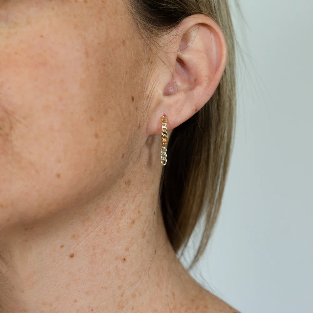 9ct Yellow Gold Chain Links Drop Earrings - Image 2