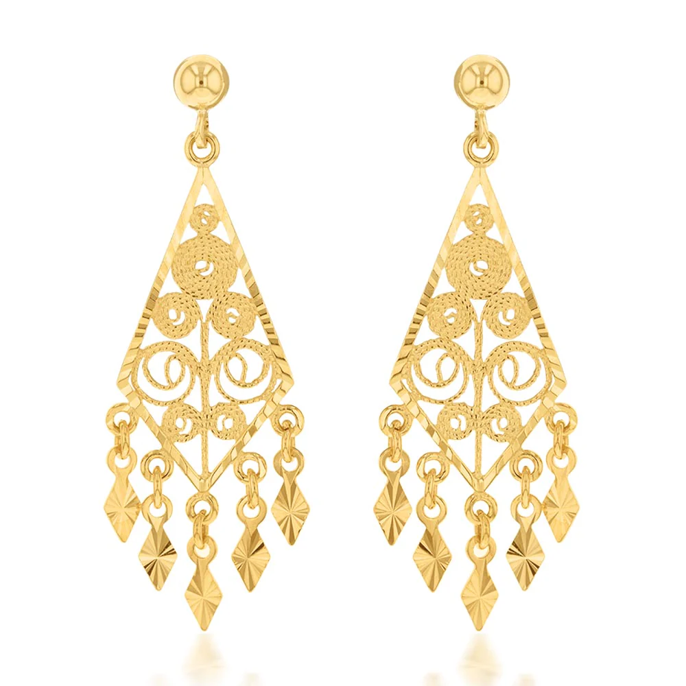9ct Yellow Gold Chandelier Drop Earrings