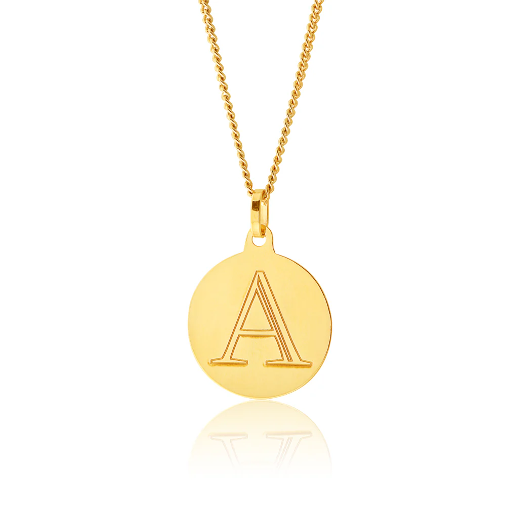 9ct Yellow Gold Charm with Initial "A" Pendant