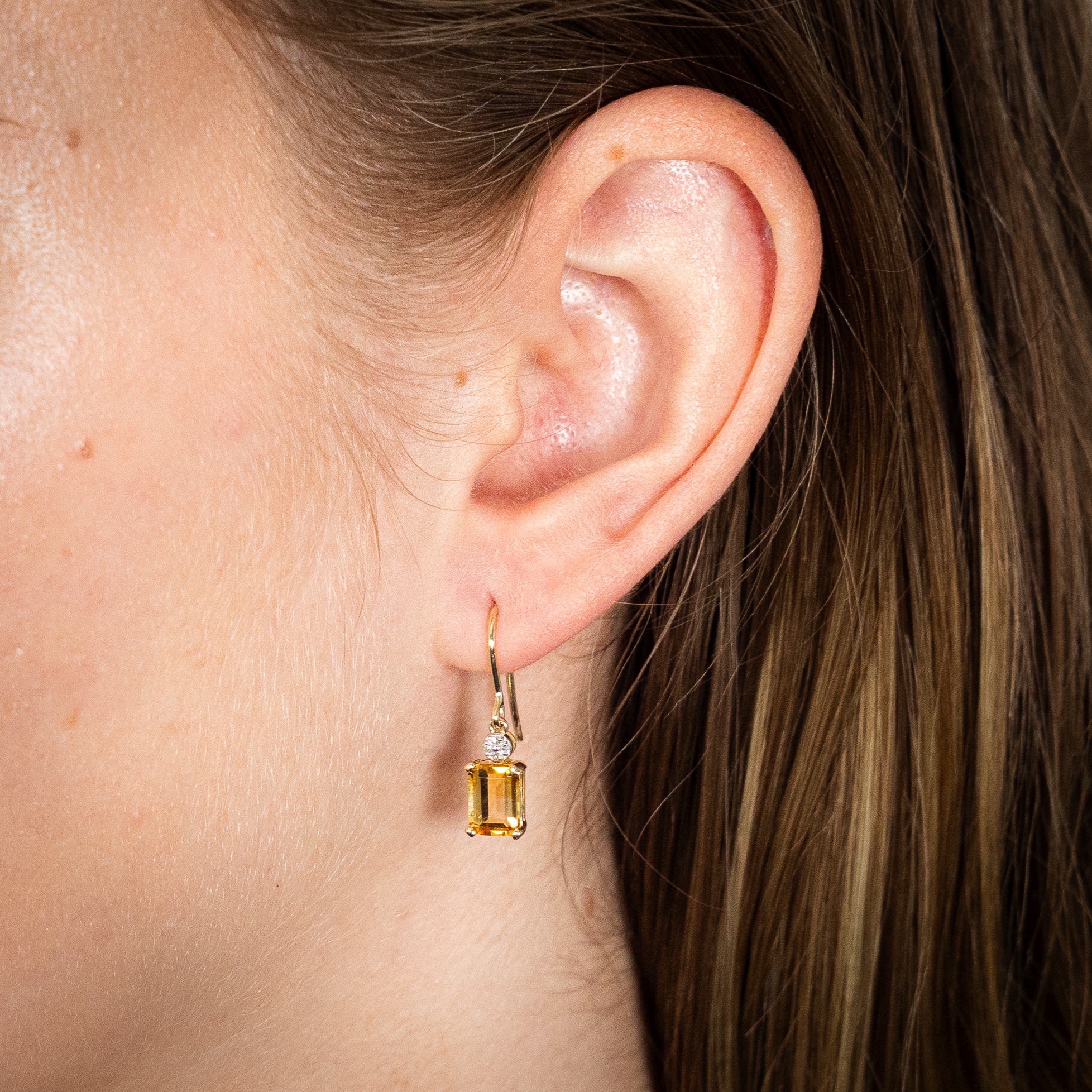 9ct Yellow Gold Citrine And Diamond Drop Earrings - Image 2