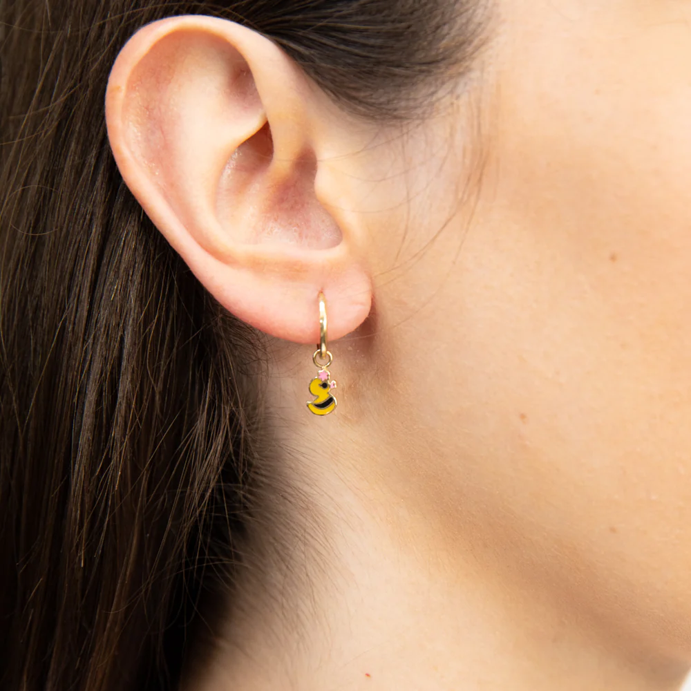 9ct Yellow Gold Coloured Dangling Duck On Sleeper Earrings - Image 2