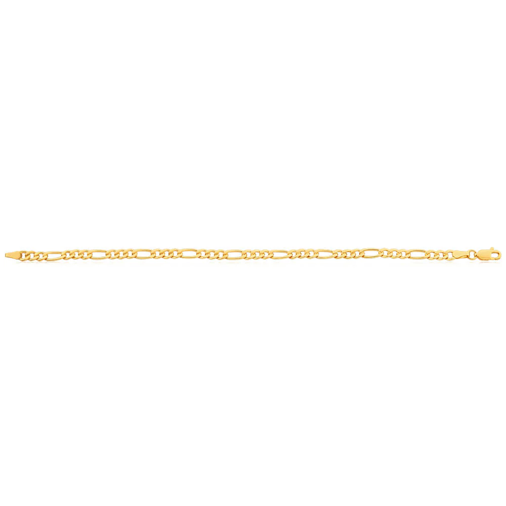 9ct Yellow Gold Coppefilled 19cm Figaro Bracelet 100Gauge - Image 2