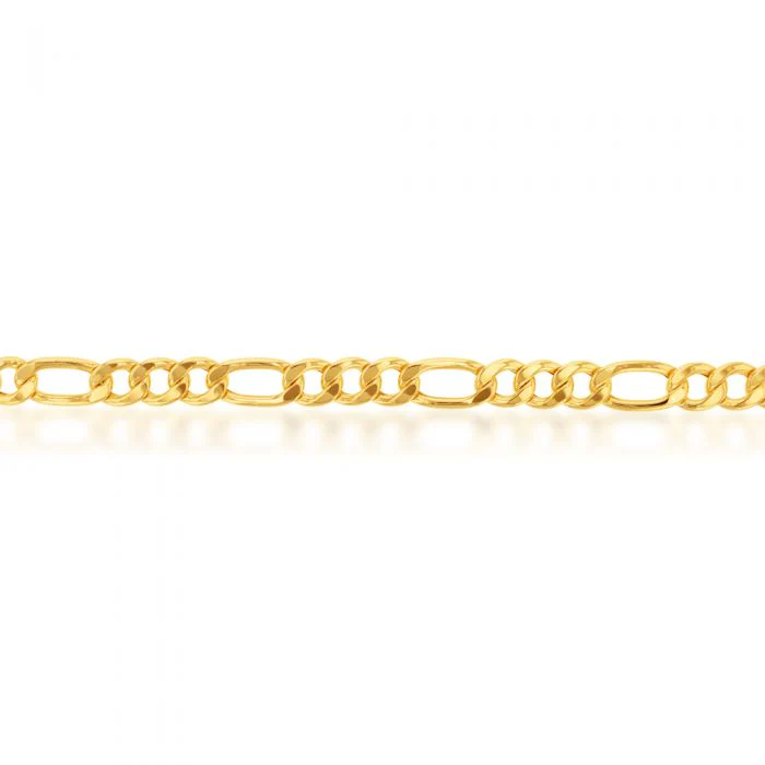 9ct Yellow Gold Copper Filled 3:1 Figaro 21cm Bracelet 230Gauge - Image 3