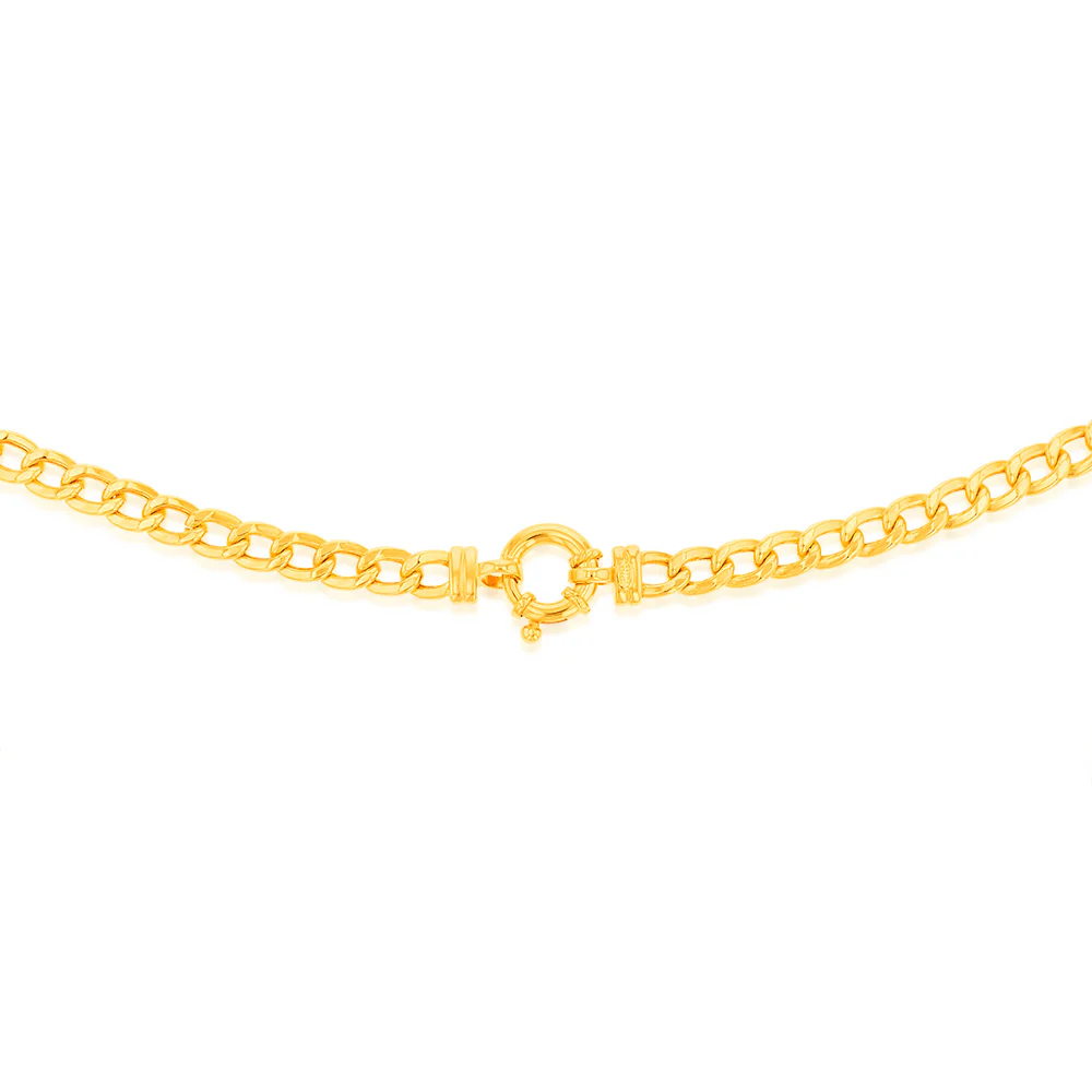 9ct Yellow Gold Copper Filled 45cm Curb 150 Gauge Chain Bolt Ring - Image 3