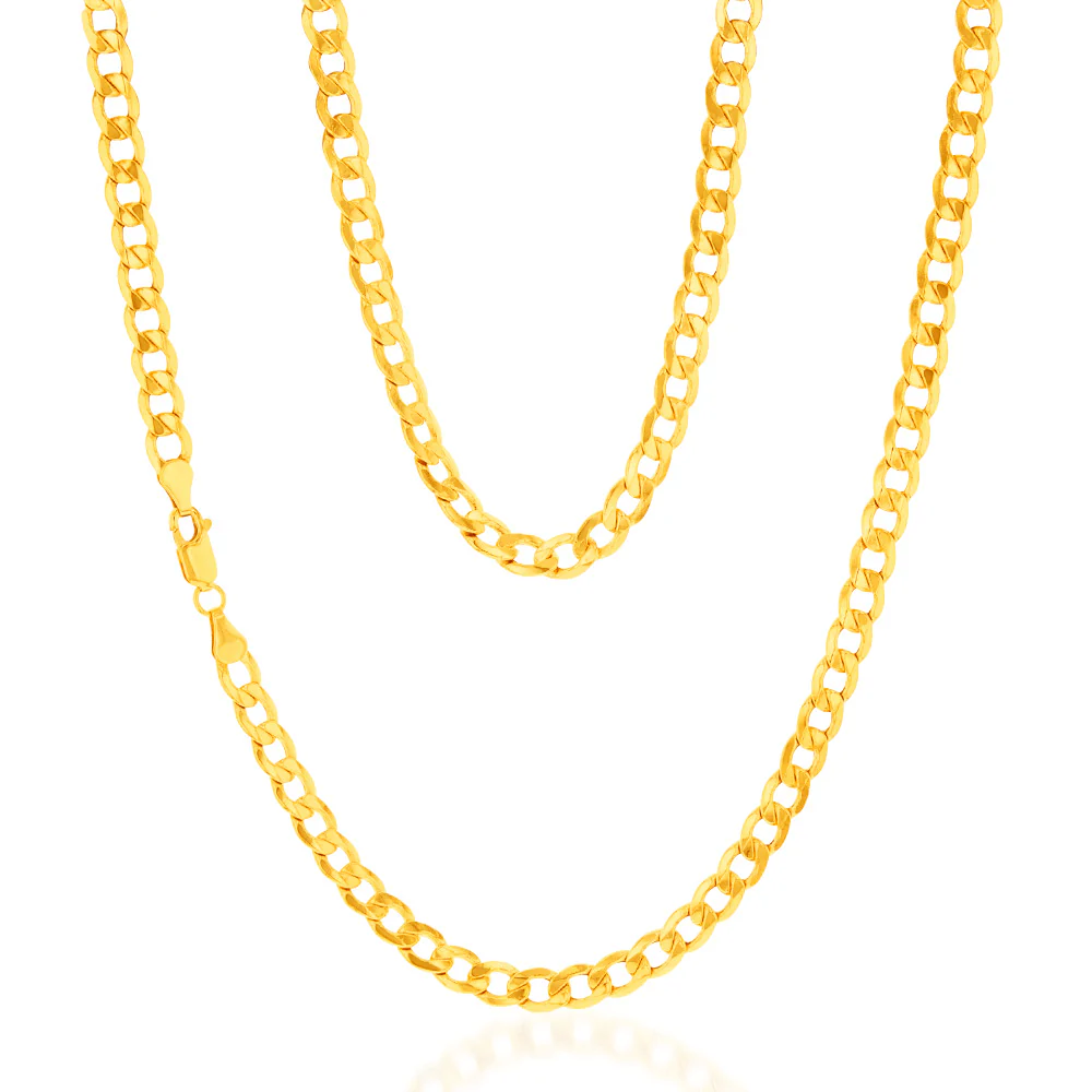 9ct Yellow Gold Copper Filled Curb 150 Gauge 60cm Chain