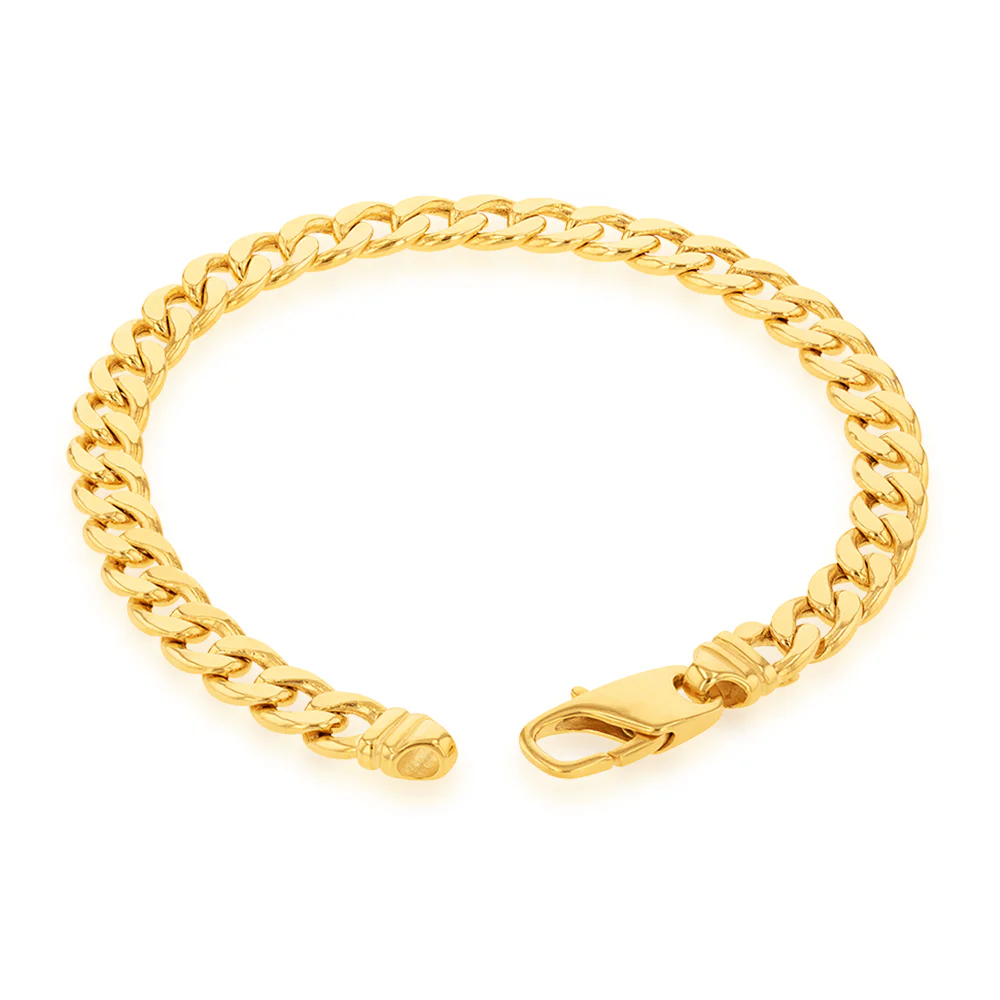 9ct Yellow Gold Copper Filled Curb 22cm Bracelet 190Gauge