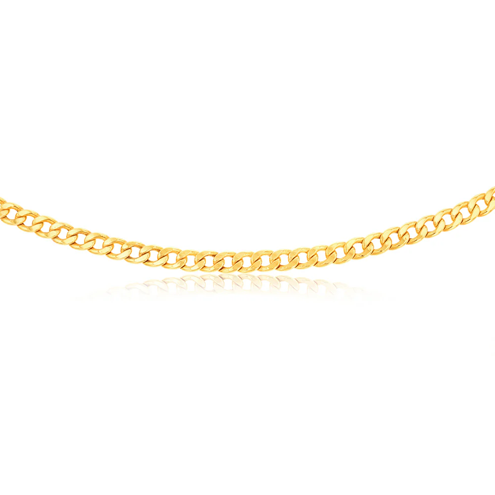 9ct Yellow gold Copper Filled Flat Curb 60cm 190 Gauge Chain - Image 3