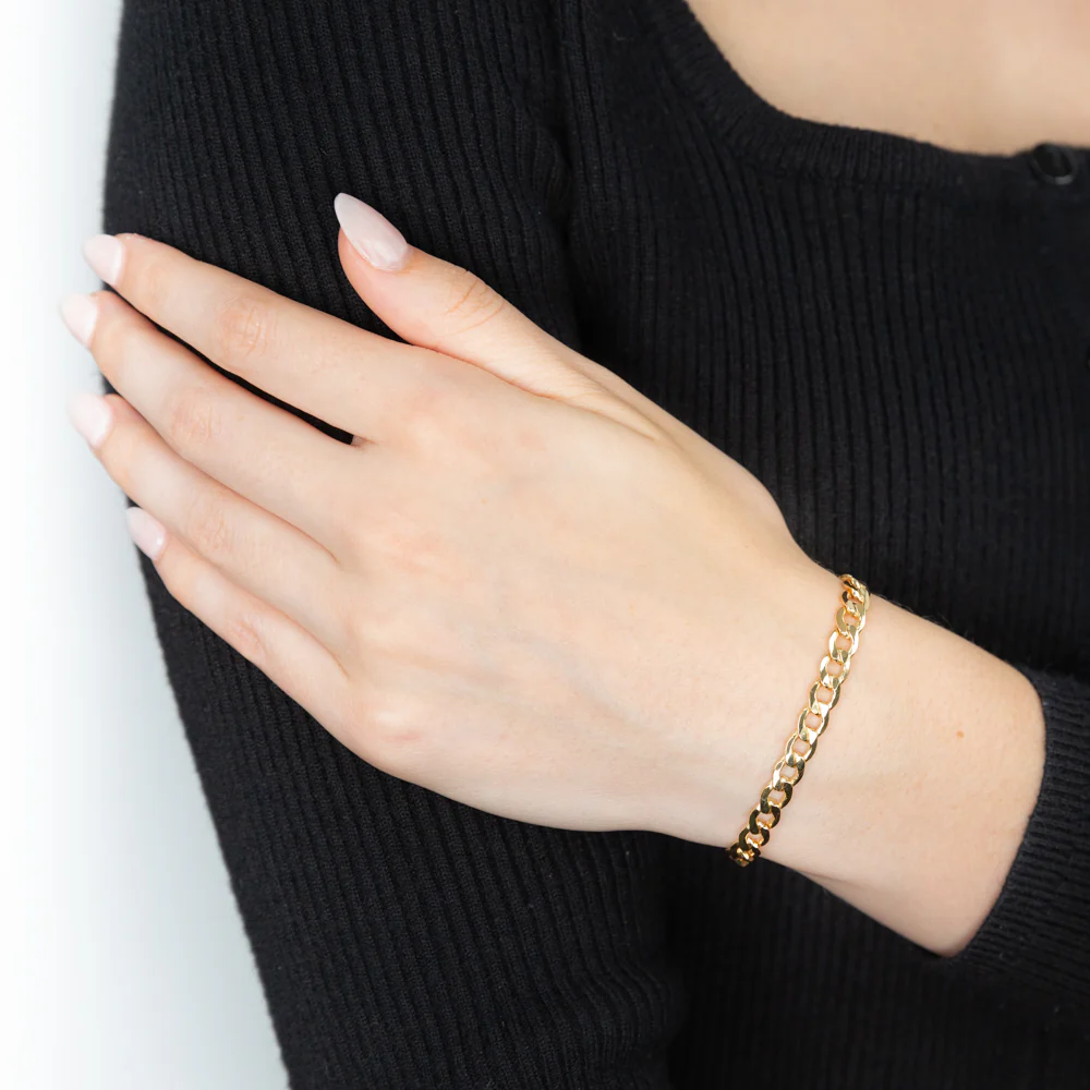 9ct Yellow Gold Copperfilled Curb 150 Gauge 22cm Bracelet - Image 3