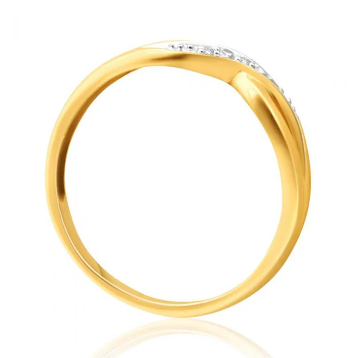 9ct Yellow Gold Crossover Diamond Ring - Image 2