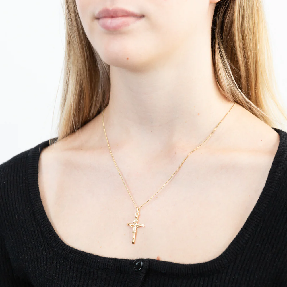 9ct Yellow Gold Crucifix Bar Pendant - Image 2
