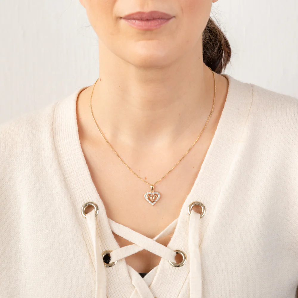 9ct Yellow Gold Crystal Heart Mum Pendant - Image 2