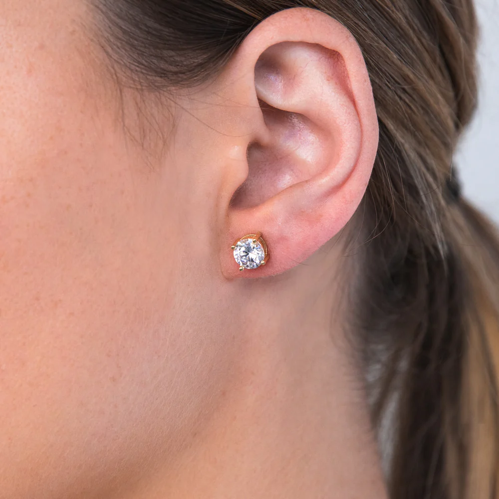 9ct Yellow Gold Cubic Zirconia 7mm Round Studs - Image 2