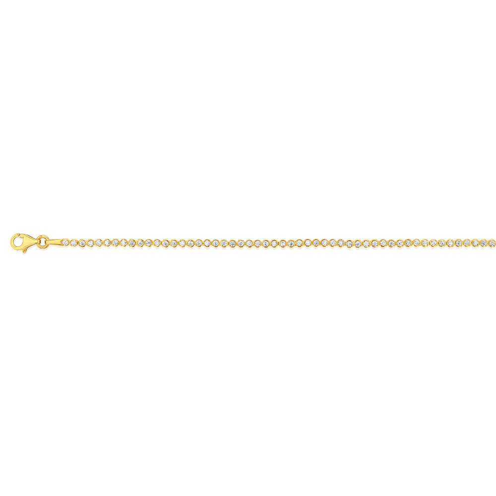 9ct Yellow Gold Cubic Zirconia Fancy 18cm Bracelet - Image 2