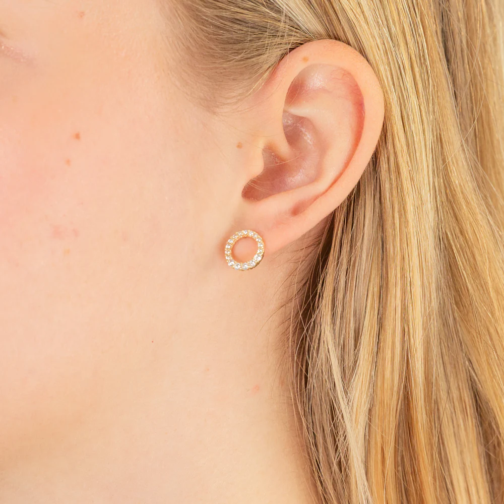 9ct Yellow Gold Cubic Zirconia Graduating Polo Stud Earring - Image 2