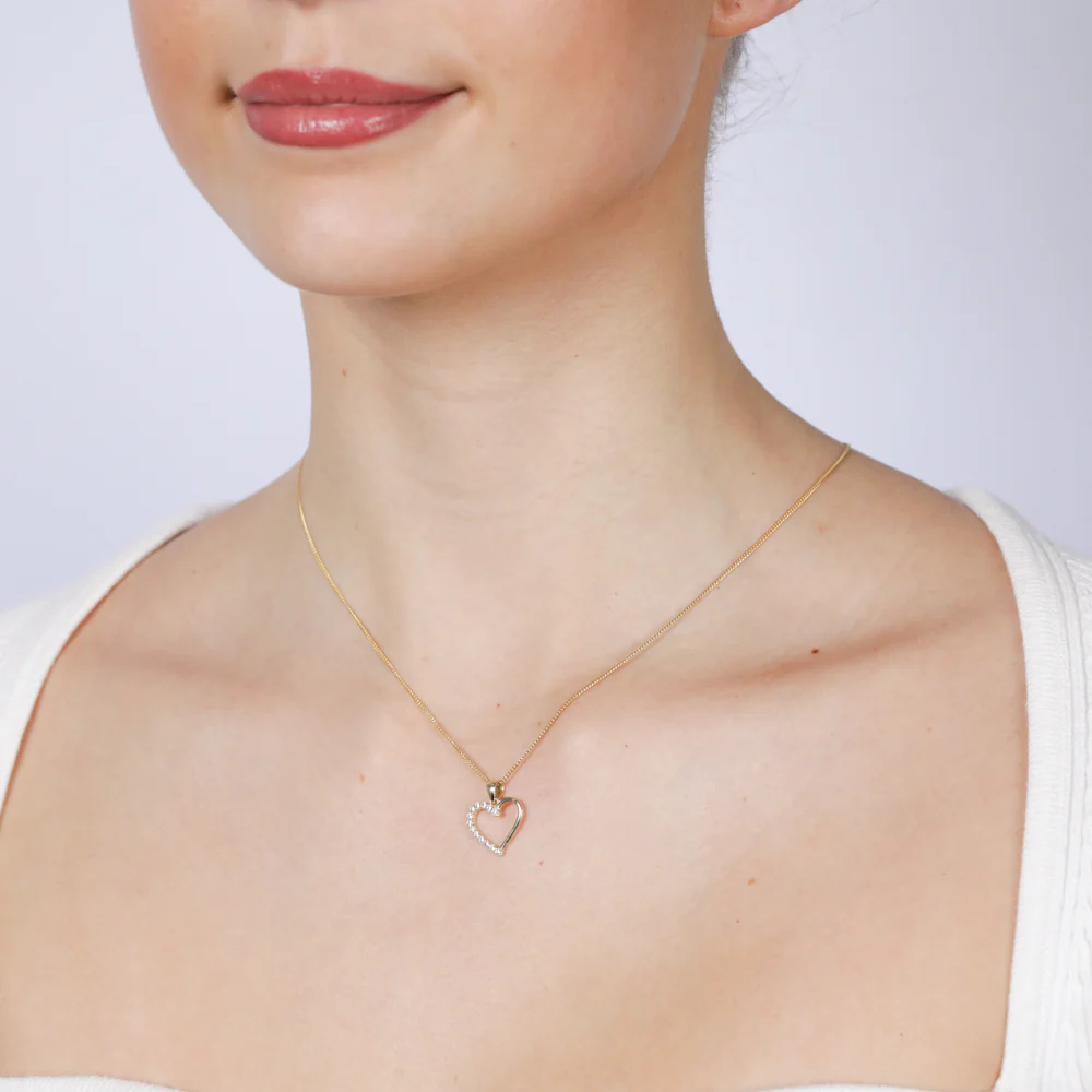 9ct Yellow Gold Cubic Zirconia Heart Pendant - Image 2