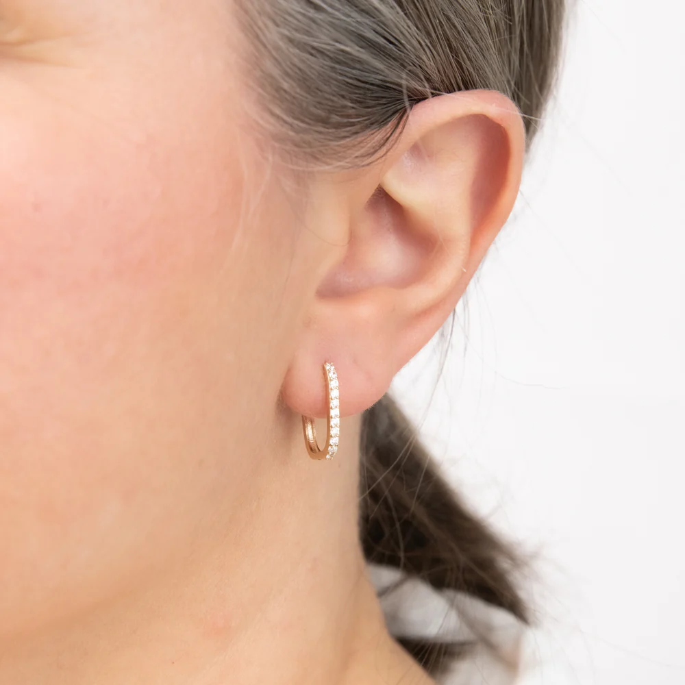 9ct Yellow Gold Cubic Zirconia Hoop Earrings - Image 2