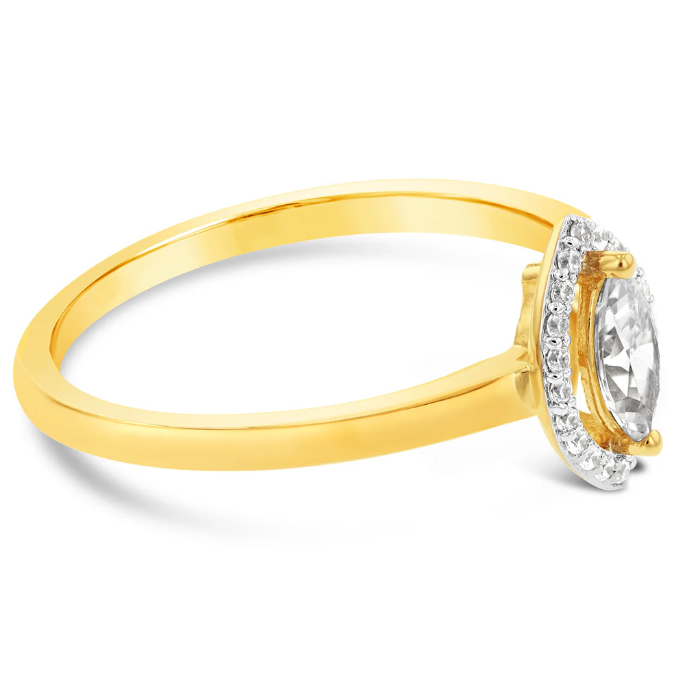 9ct Yellow Gold Cubic Zirconia Marquise Ring - Image 2