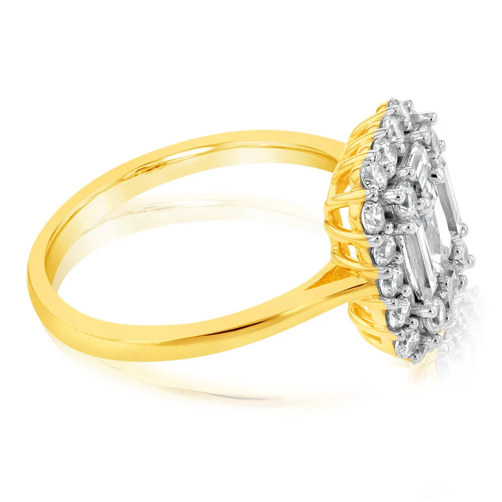 9ct Yellow Gold Cubic Zirconia Rectangle Ring - Image 2