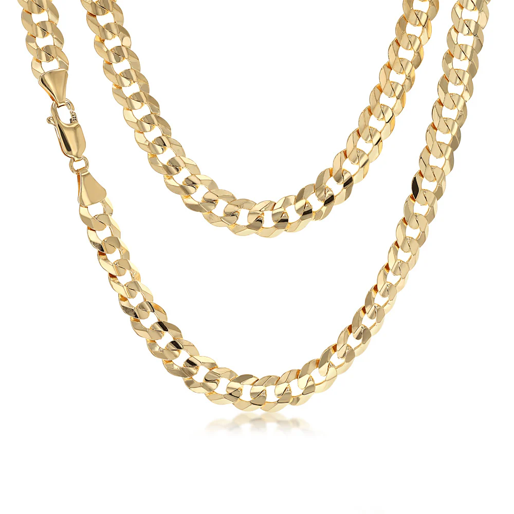 9ct Yellow Gold Curb Concave Lightweight 150 Gauge 60cm Chain