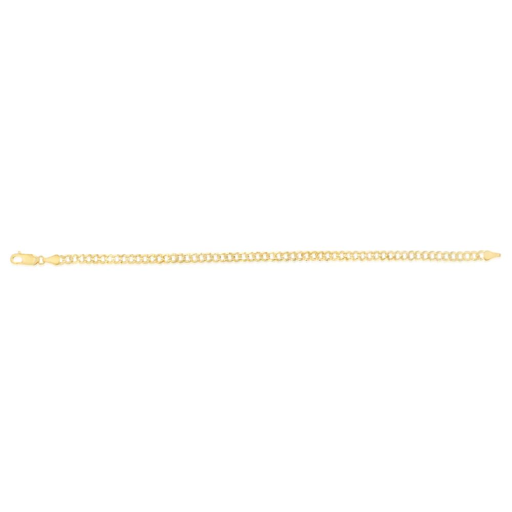9ct Yellow Gold Curb Concave Lightweight 90 Gauge 19cm Bracelet - Image 2