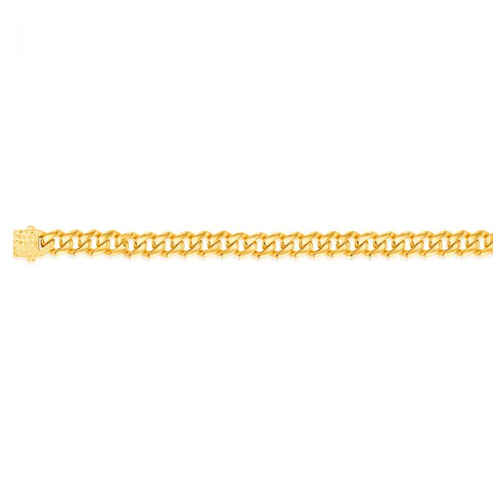 9ct Yellow Gold Curb Diamond Cut Clasp 20.3cm Bracelet - Image 2