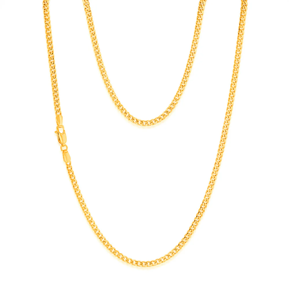 9ct Yellow Gold Curb Hollow 45cm Chain in 80 gauge