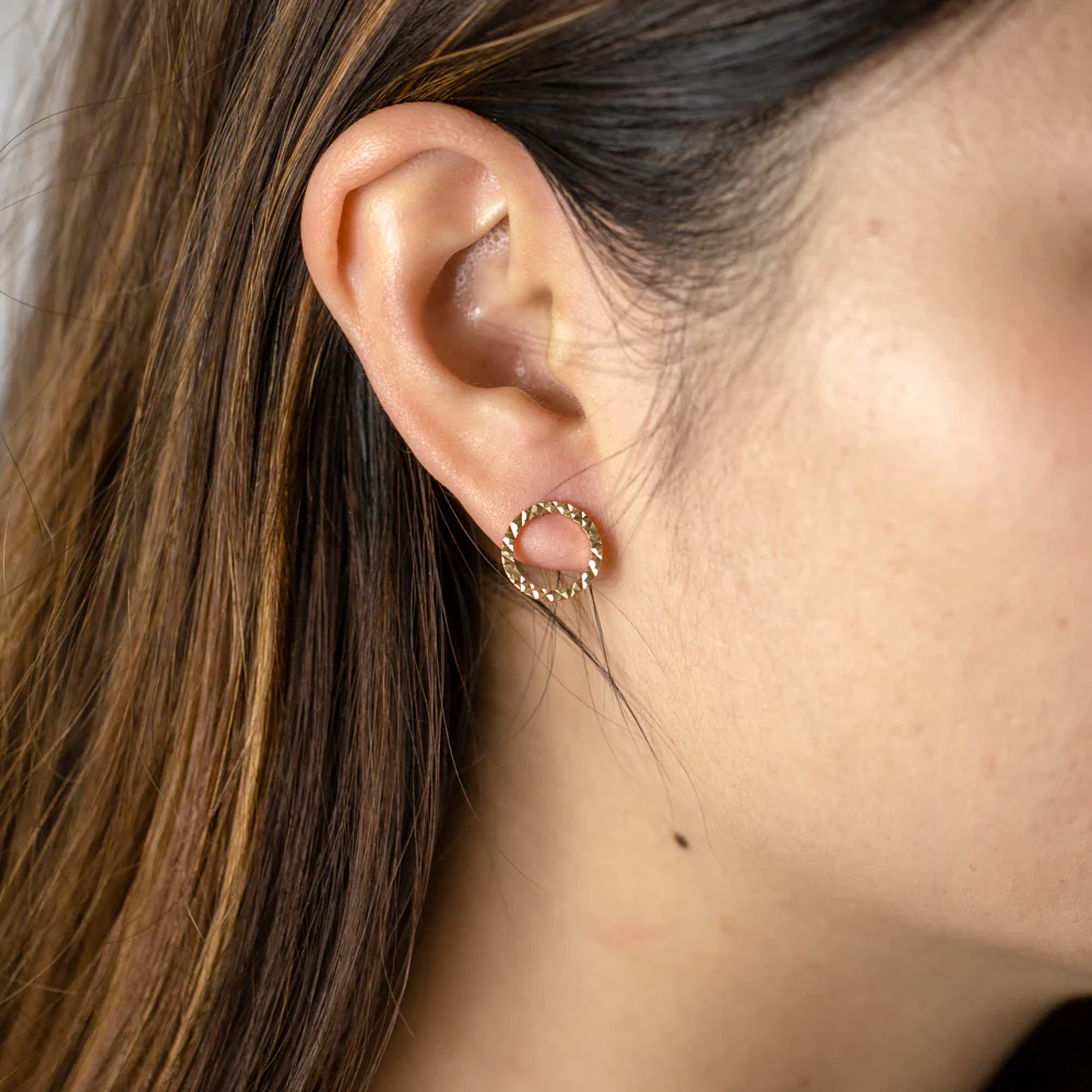 9ct Yellow Gold Diamond Cut 10mm Hoop Earrings - Image 2