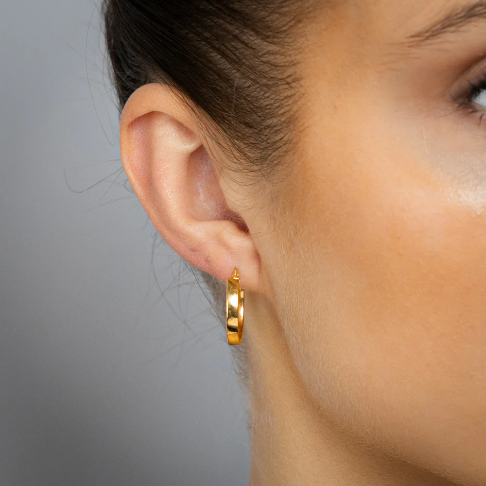 9ct Yellow Gold Diamond Cut 15mm Hoop Earrings - Image 2